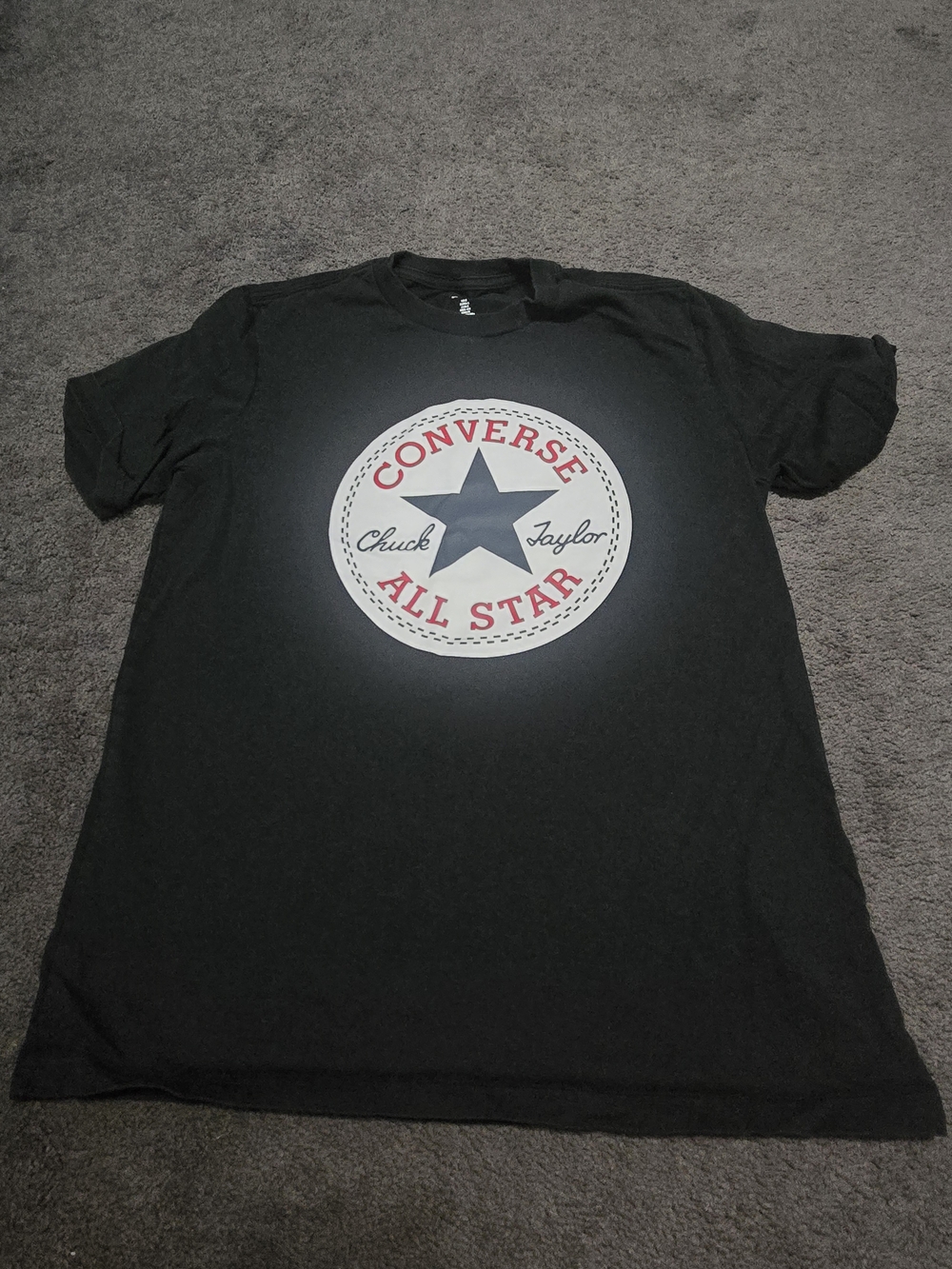 Converse Black All Star Circular Logo Tee with Red Accents